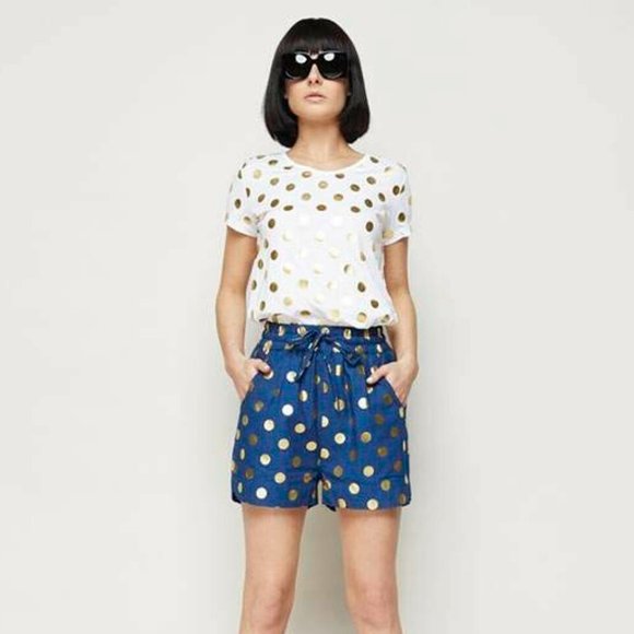 Gorman Cotton Blue Gold Polka Dot Spot 